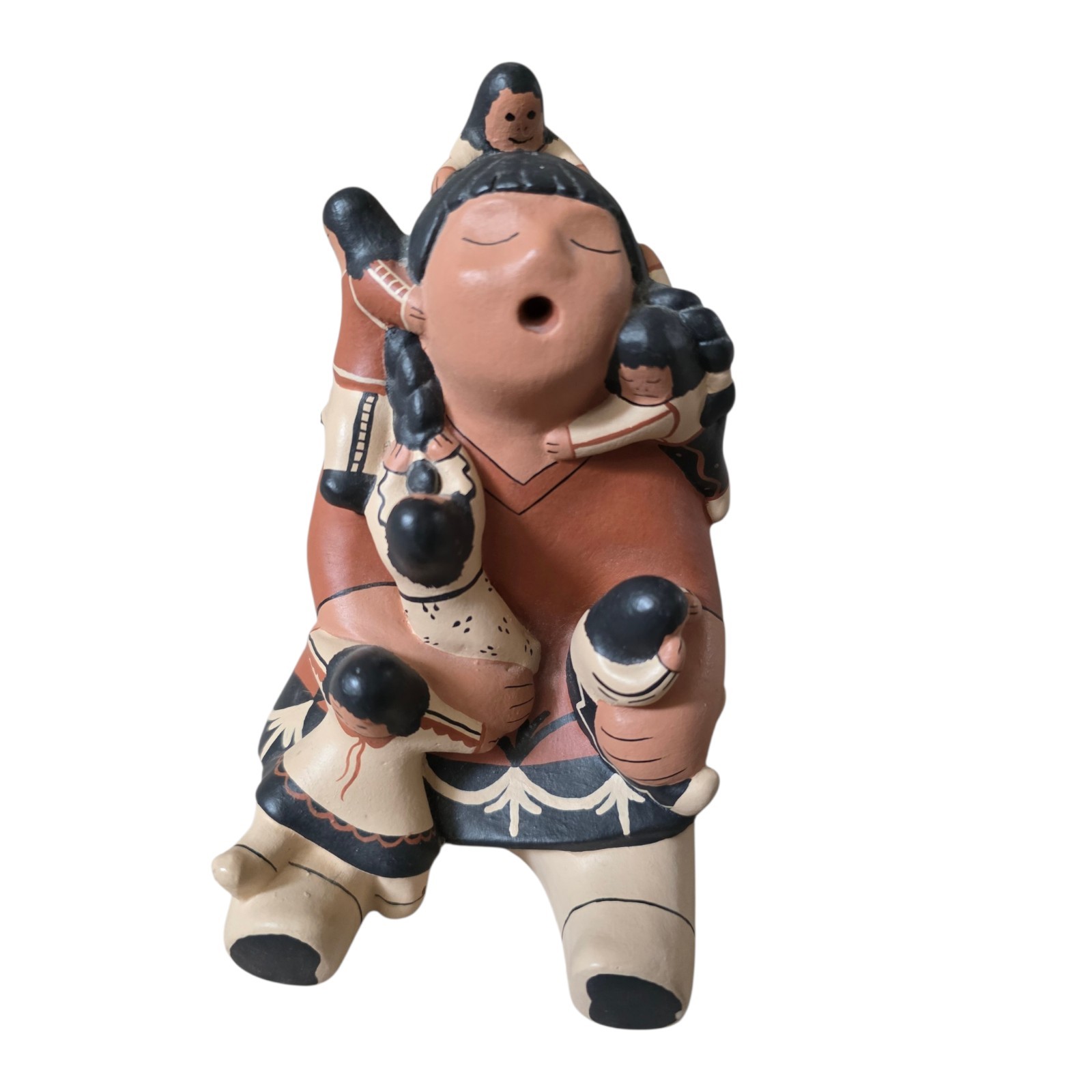 Native Cochiti Pueblo Storyteller Figurine Mother & Children Nandi 6" FLAW READ