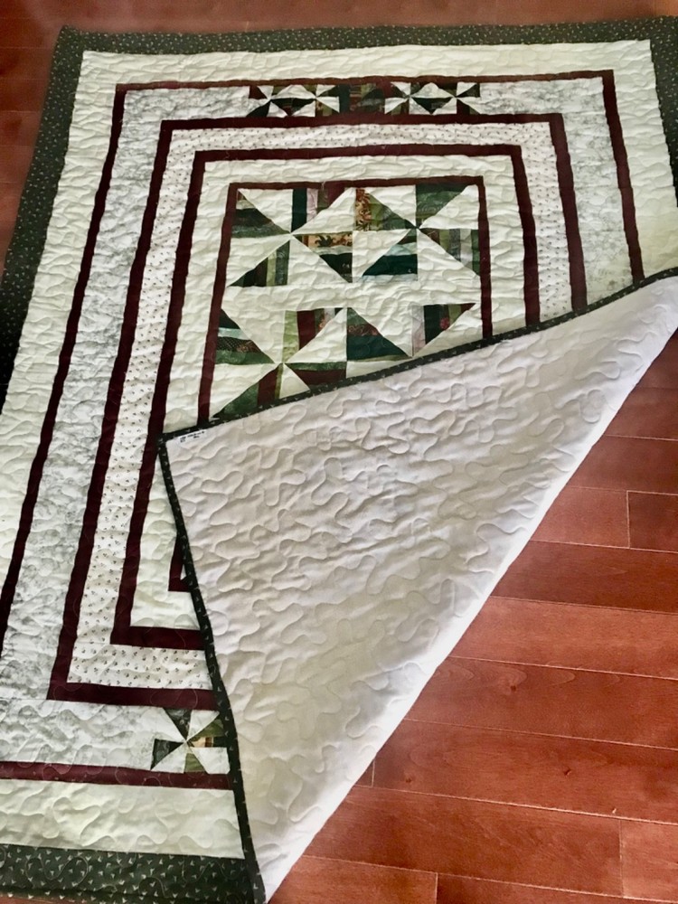 Handmade Machine Stitched Quilted Throw 100% cotton 58'' X 46''