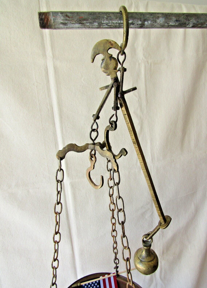 antique brass & copper hanging scale