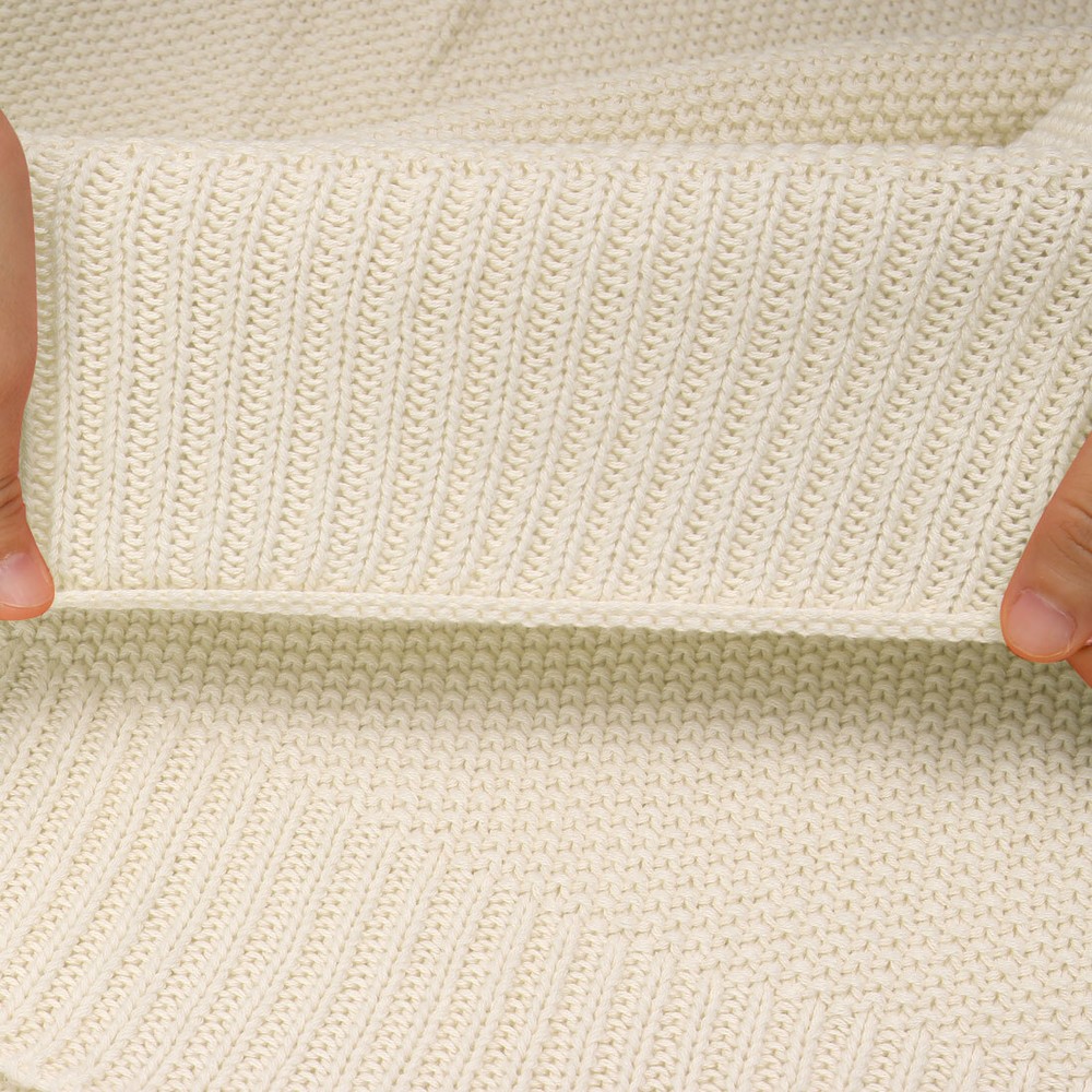 Soft 100% Cotton Solid Decorative Knitted Sofa / Bed Throw Blanket in 14 Colours