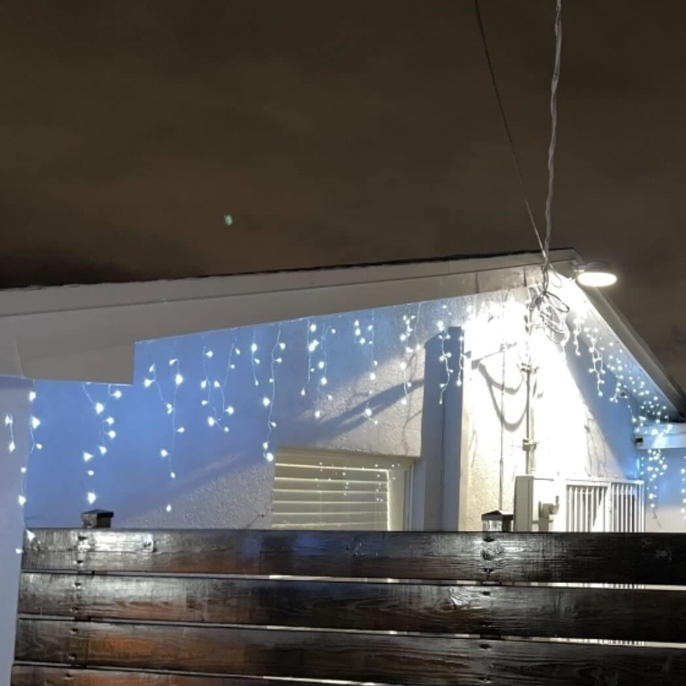300 String Lights, 8 Modes, LEDs, Icicle Style Outdoor Lighting, 29.5ft, w/Timer