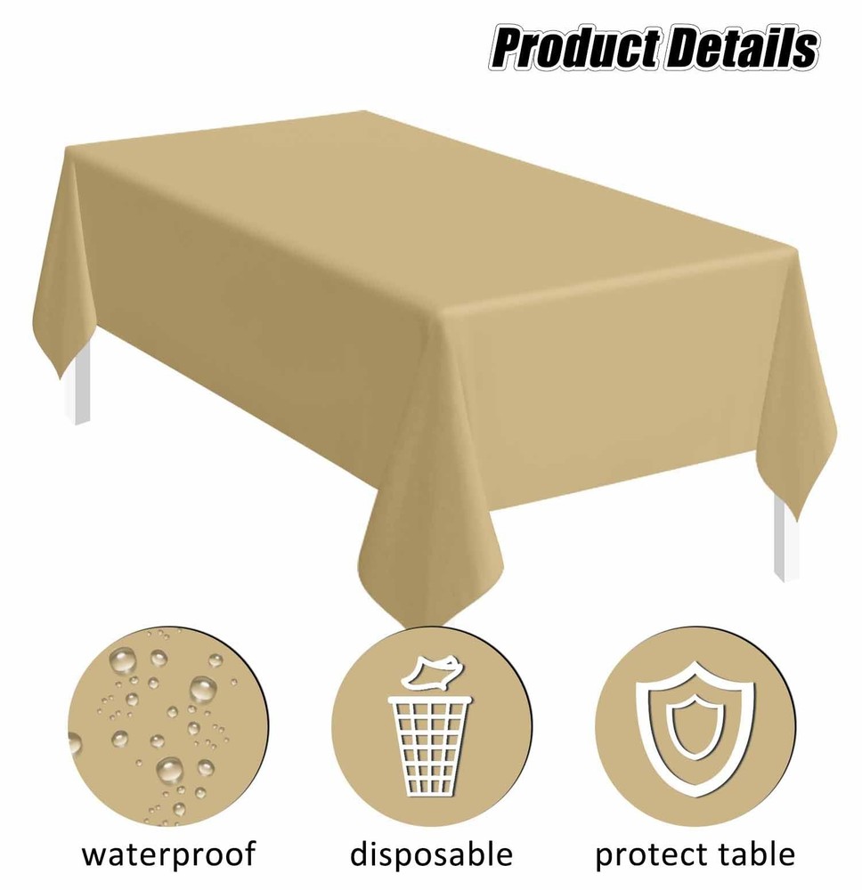 SietDESEO 2 Pack Gold Plastic Tablecloth 2 Pack,