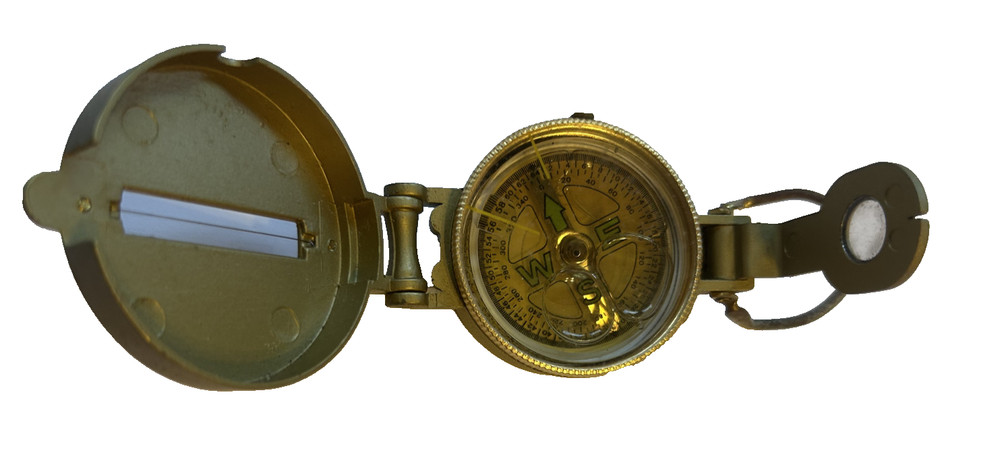 Vintage engineer directional compass, Brass color, Used