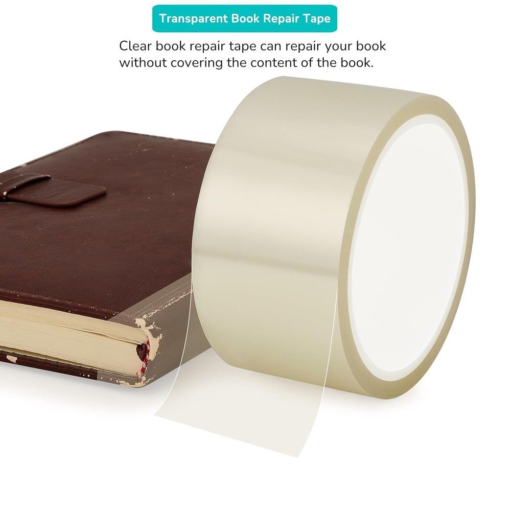 Transparent Book Tape 1inx108ft Thin Archival Safe