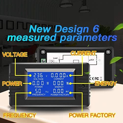 AC Current Voltage Amperage Power Energy Panel Meter LCD Digital Display Amme...