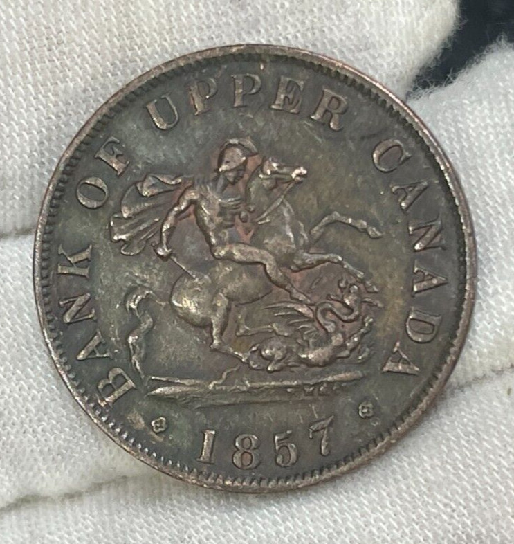 1857 Upper Canada Half Penny Coin Great Condition