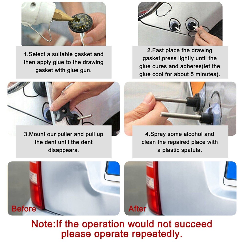 Car Dent Bar Puller Pull Lever Pulling Kit Removal Hammer Repair Auto Body Tools