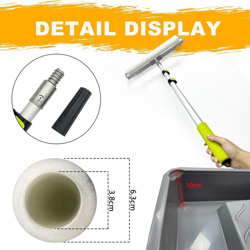 7 Pcs 18 Inch Paint Roller Kit, 14"-25" Adjustable Roller Frame, 2-4.7ft Thicken