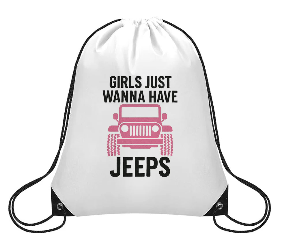 Girls Just Wanna Have Jeeps - Small Drawstring Backpack