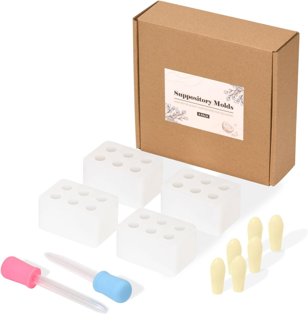 Reusable Suppository Molds Kit, 2ML | 4 Suppository Mold Trays + 10 Droppers | E