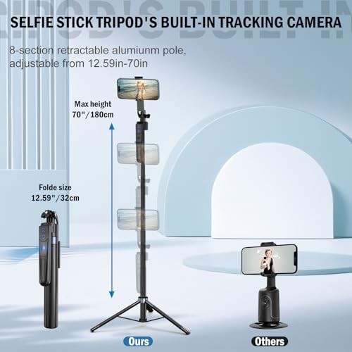 Auto Face Tracking Tripod 360 Rotation with Stand,Android and Black-Tripod