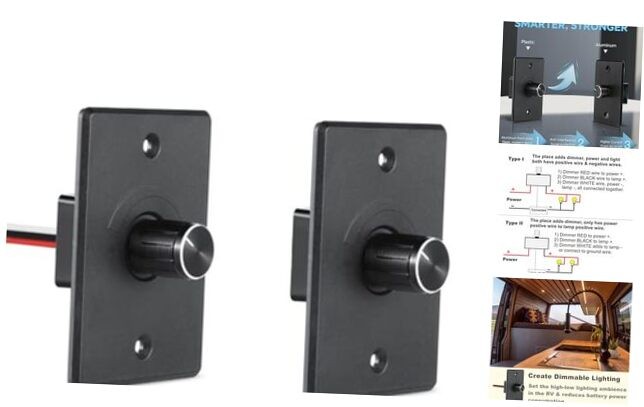 12V Dimmer Switch 2-Pcs, RV Light Dimmer High Side PWM Dimming Switch 4A-2pcs