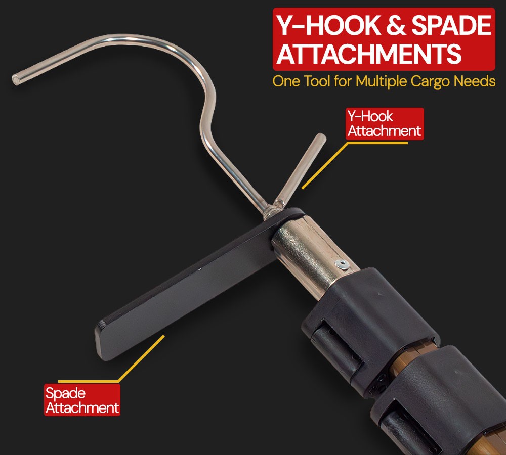 Extendable Truck Bed Cargo Grabber Tool 25"-60" Telescoping Pole with Y-Hook