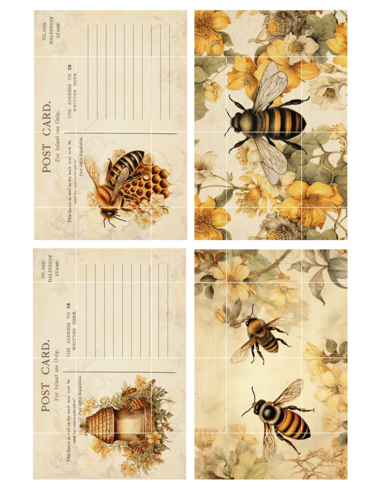 Yellow Bee Junk Journal Scrapbook 12 Pg Kit 91 Elements Collage Supply Ephemera