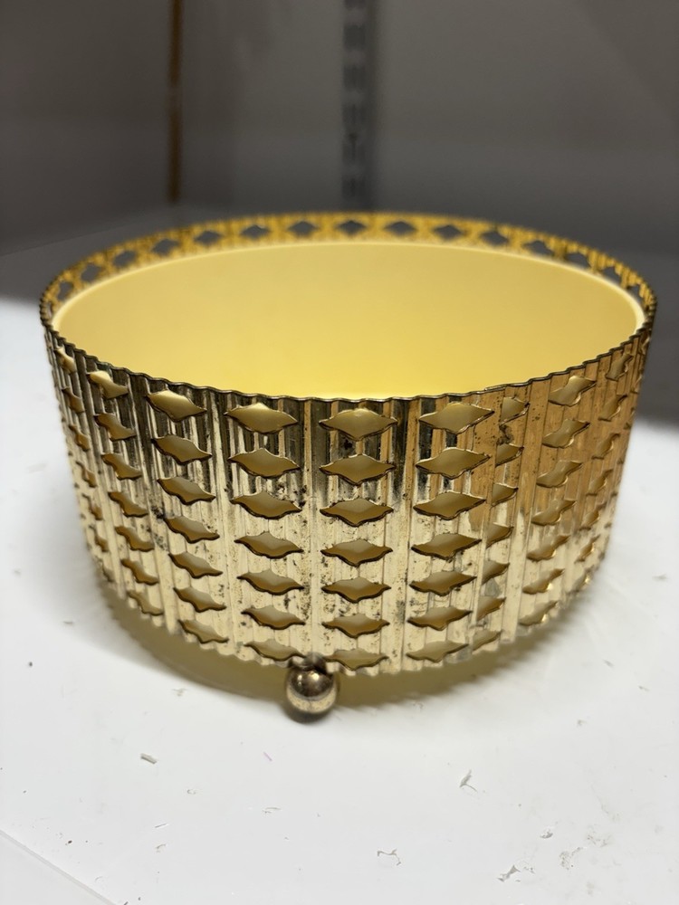VNTG Gold Tone Metal Dusting Powder Holder With Plastic Insert