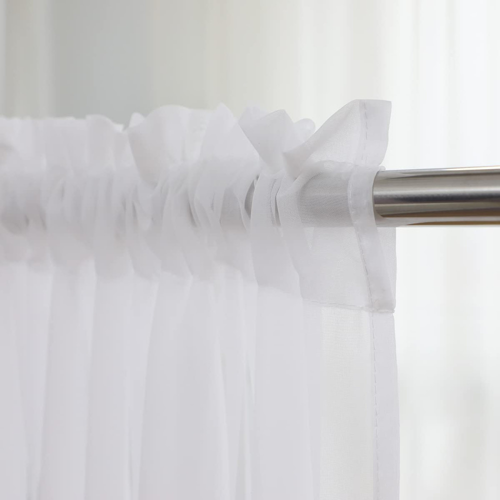 Window Sheer Curtains Clear Transparent Basic Rod Pocket Panel 2 Panels 84"X104"