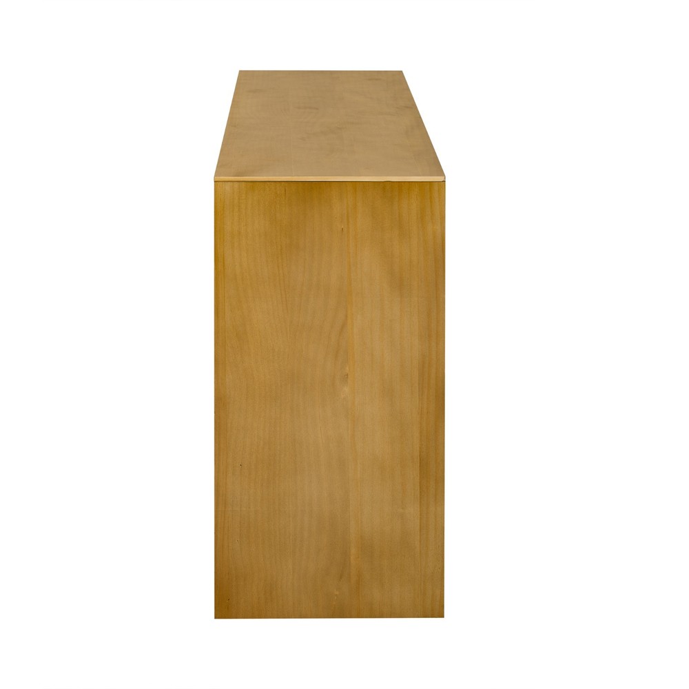 60" Modern Minimalist Solid Wood Veneer Sideboard (4 Doors+Open Shelf, Natural