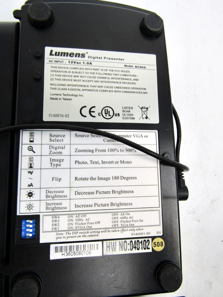 Lumens DC80A Portable Digital Presenter Color Document Camera (NO AC Adapter)