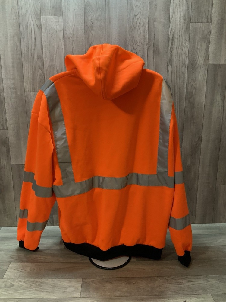 Blaze Orange Reflective Winter Construction Labor Work Jacket Mens 3XL