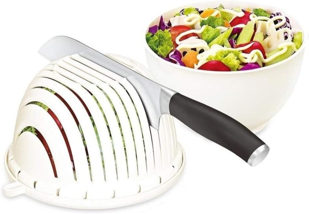 Easy Fruit Vegetable Salad Cutter Bowl,Multi-Function Kitchen Colander Strainer