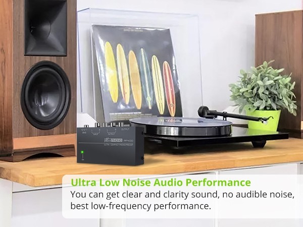 LiNKFOR Phono Preamplifier PP400 + Power Adapter RCA Input Output for Turntable