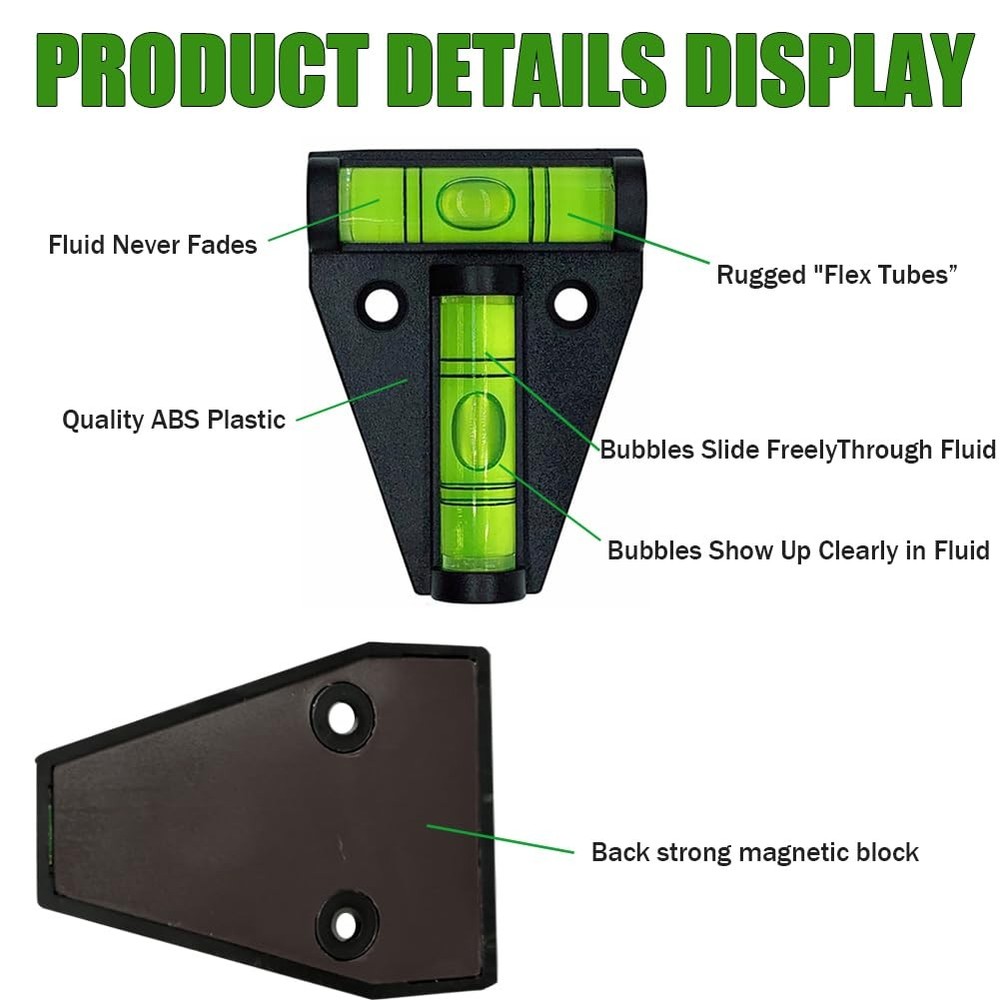 2pcs RV Levelers, Magnetic T Type Precision Leveling Bubble Leveler, Green