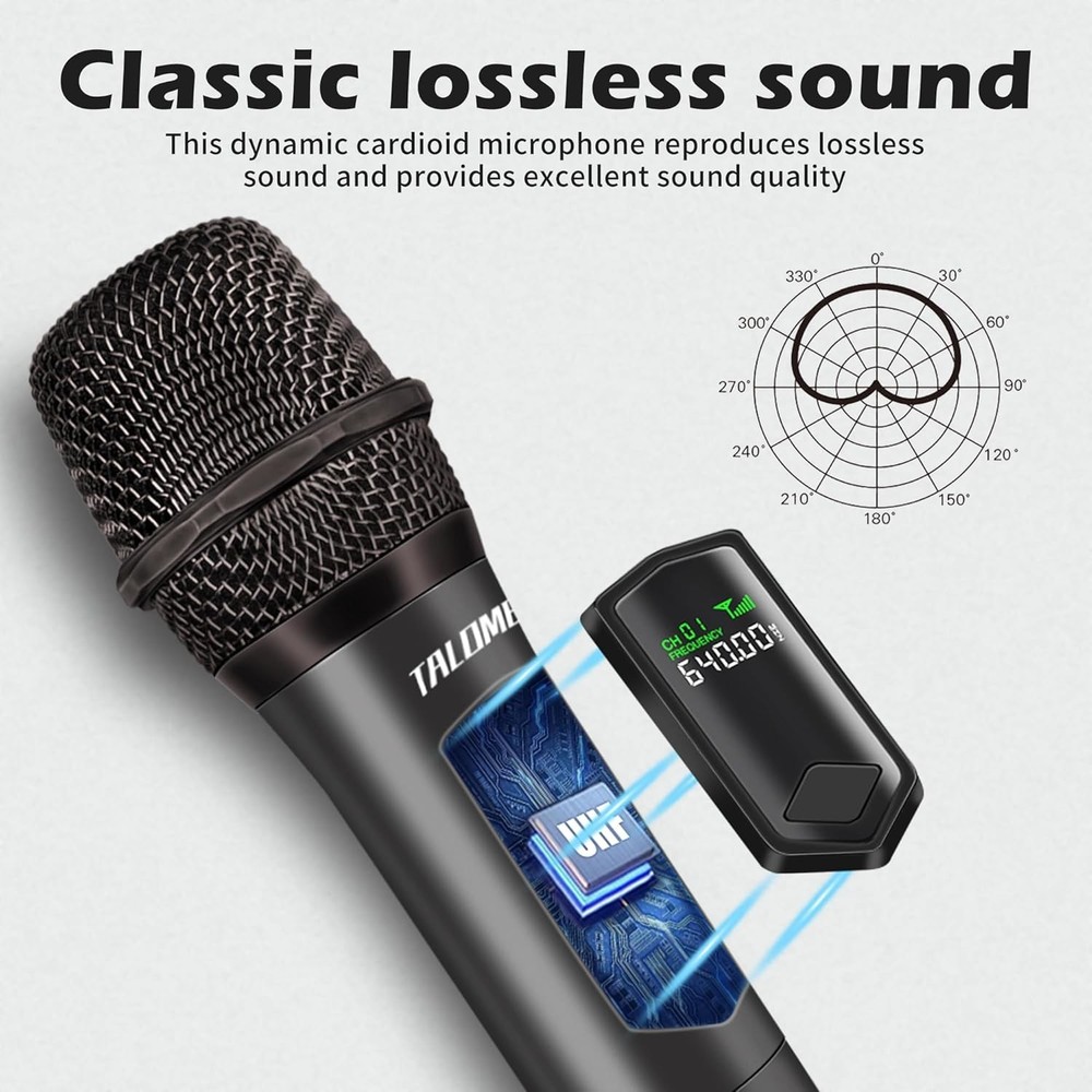 Professional Dual Handheld Wireless Microphone Set - Rechargeable, 160 Ft Range