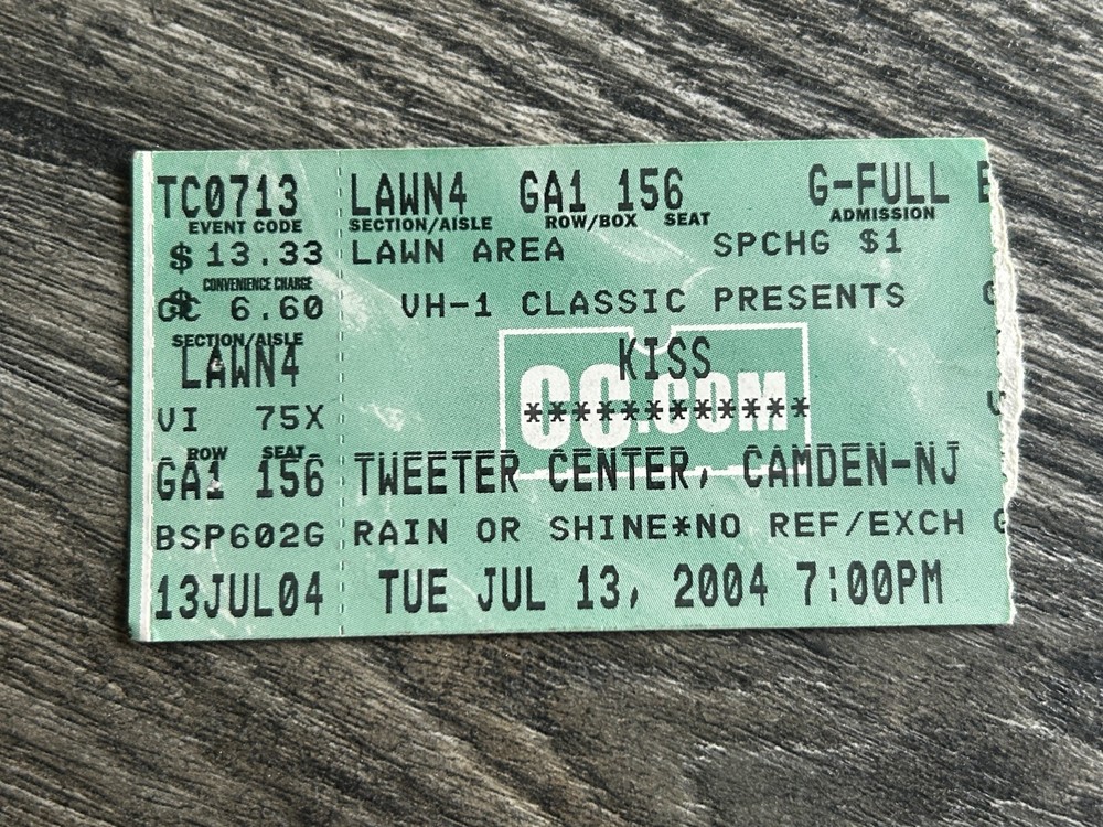 KISS Ticket Stub Rock The Nation Concert Tour Jul 13 2004 Camden NJ Vintage Kiss