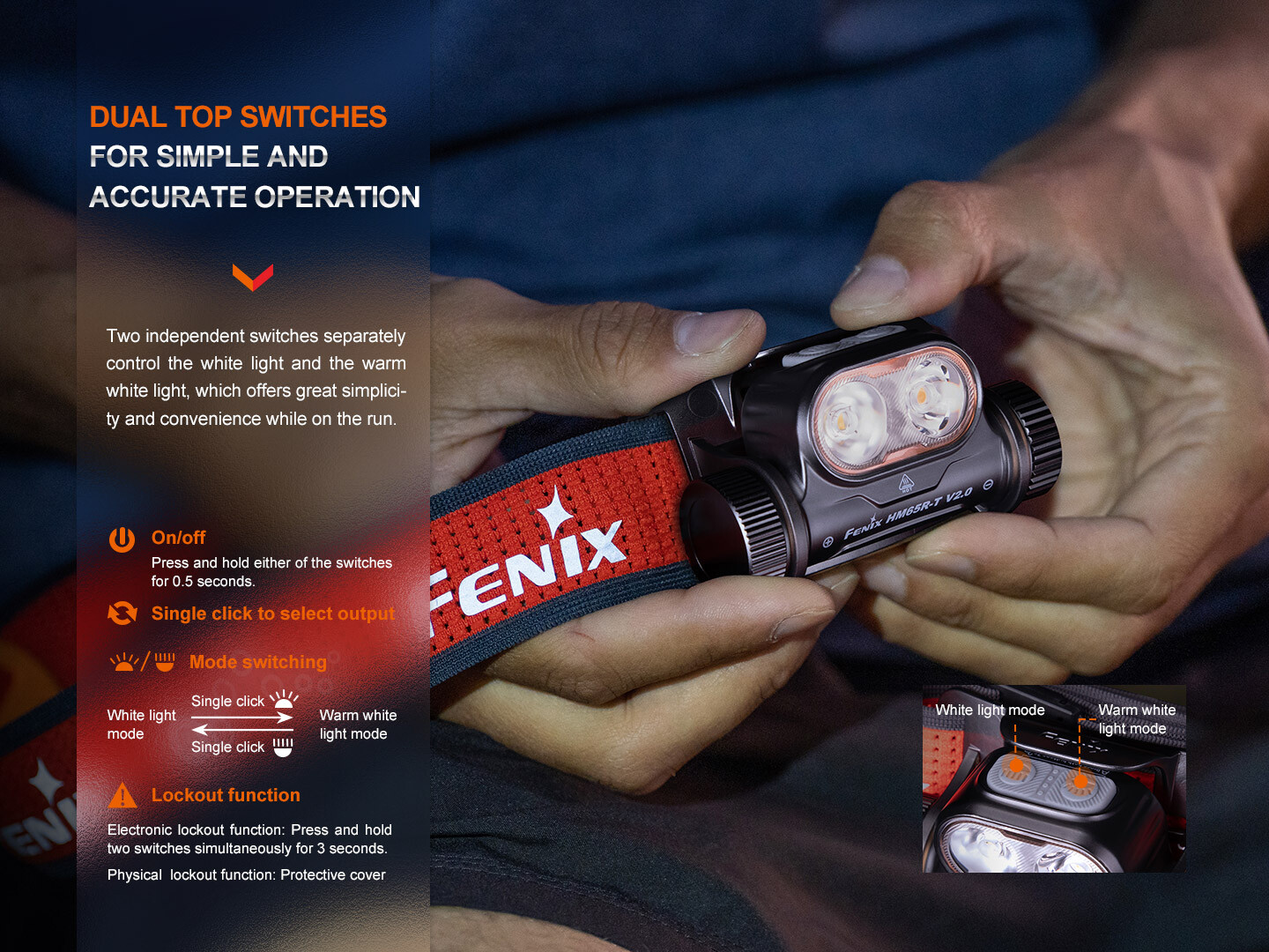 Fenix HM65R-T V2.0 1600 Lumen Rechargeable Trail Running Headlamp (Black)