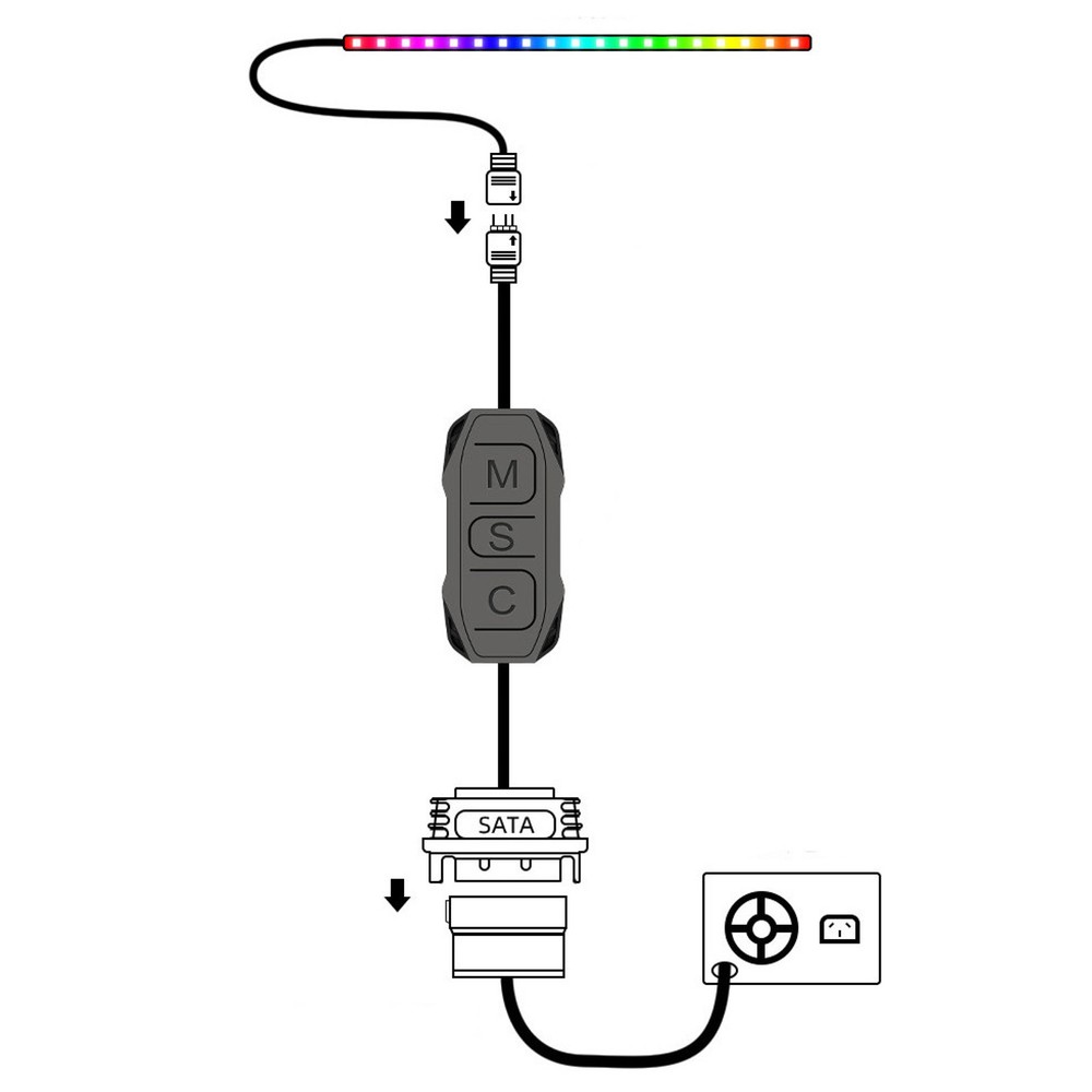AR-1 RGB Controller Cable 5V 3 Pin to SATA AURA ARGB Mini Control Controller D