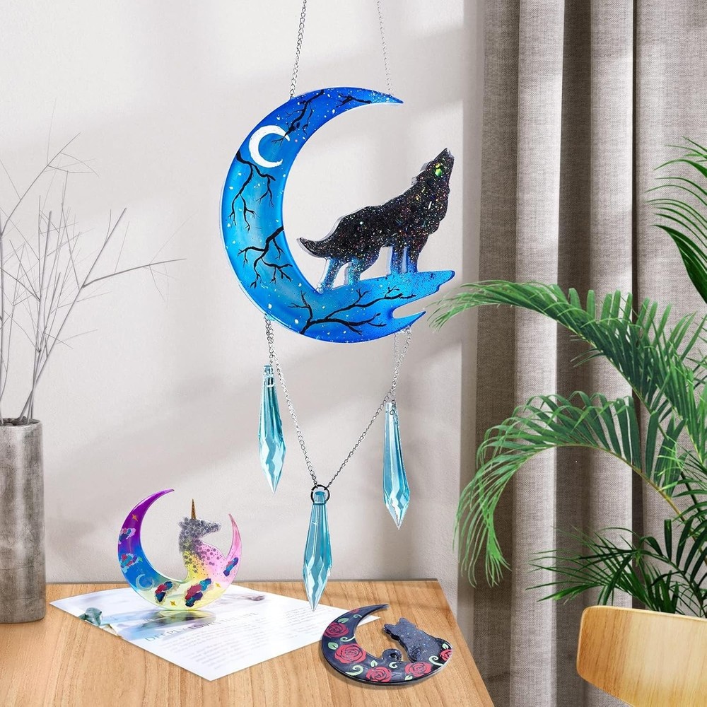 Bundle Crescent Moon Resin Mold and Axolotl
