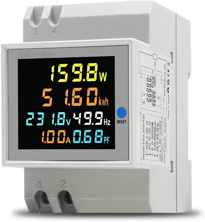 Single Phase Energy Meter Din Rail Electricity Usage Monitor Meter AC 300V 100A