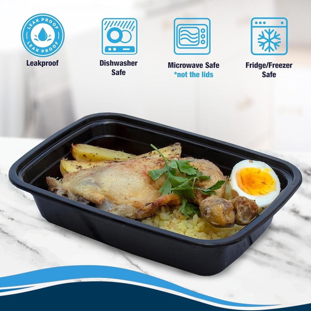 Meal Prep Containers 50-Pack w/ Lids – Microwave, Freezer & Reusable Storage
