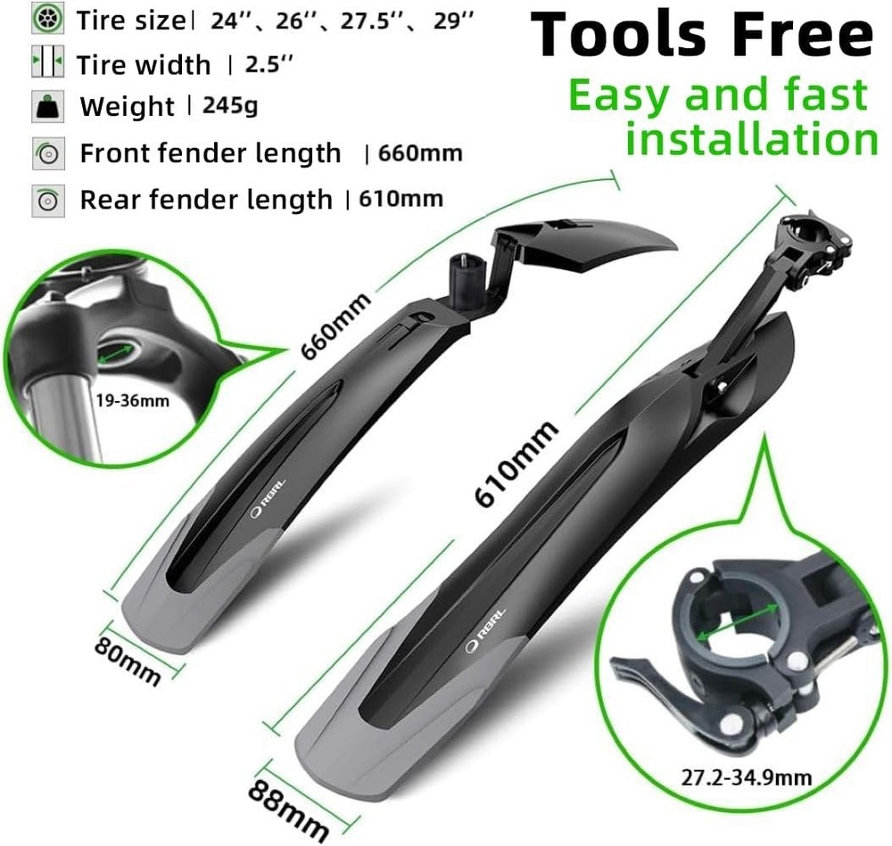 Streamlined Adjustable Bicycle Fender - Superior Protection Against Splashing