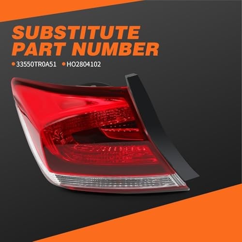 Outer Tail Light Assembly Side Compatible with Civic 4-Door Sedan 2013 Left