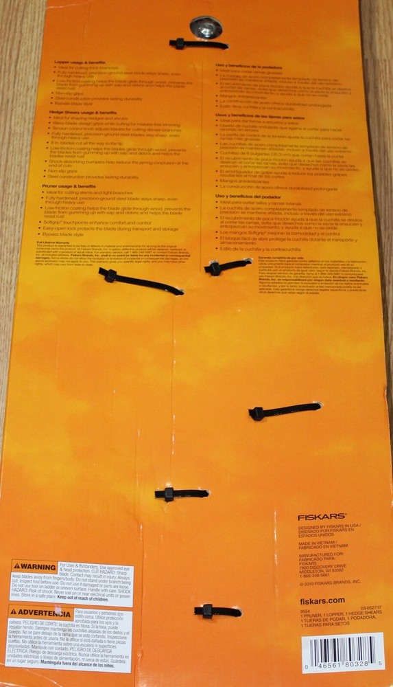 Fiskars 3pc Tree & Shrub Care Set, 1- Pruner/1-Looper/1-Hedge Shears