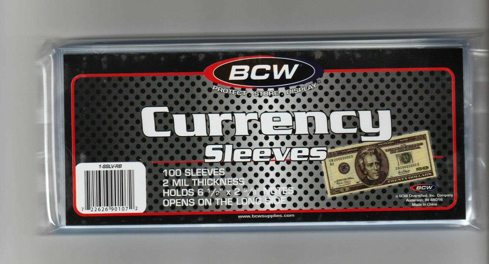 100ct Soft CURRENCY HOLDER for Modern Dollar Bills Protector Sleeve THIN Plastic