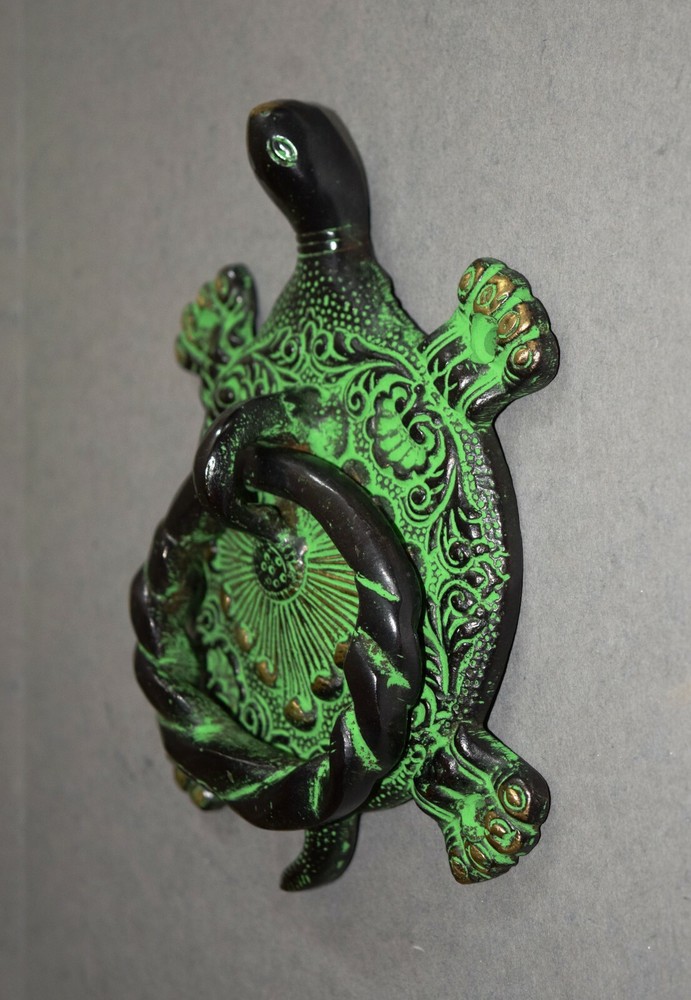 Brass Turtle Shape Door Knocker Snapper Style Handmade Door Bell Ring Mk032