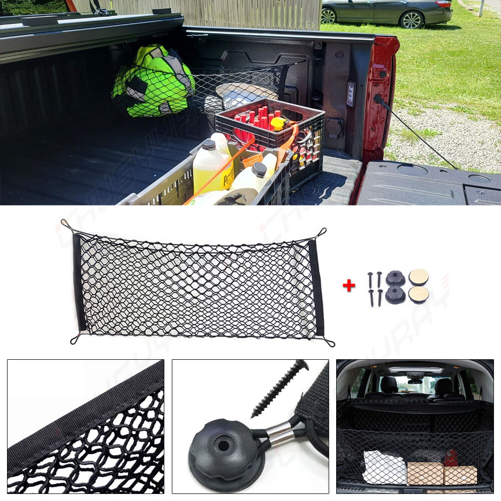 Universal Rear Cargo Trunk Storage Organizer Net For Car Plus mounting Points