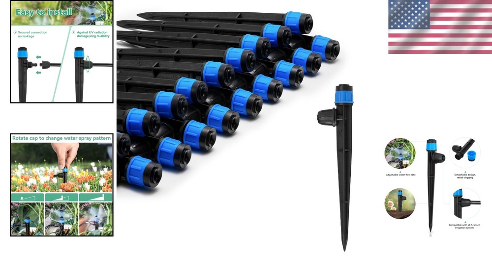 25pcs Adjustable 360° Drip Irrigation Emitters for Garden Watering Systems