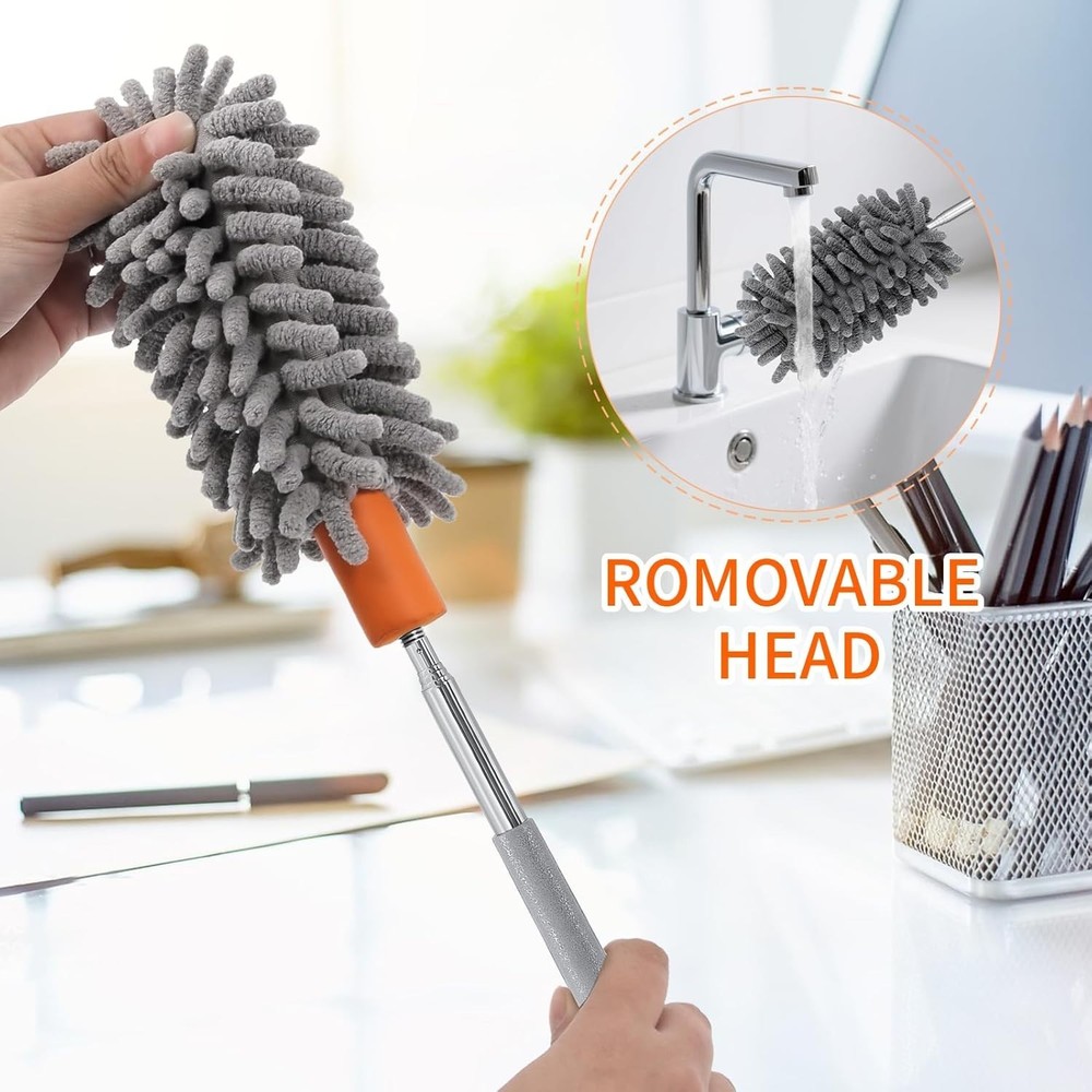Compact 2-Pack Mini Duster - 360° Rotatable with Telescopic Handle Efficiency