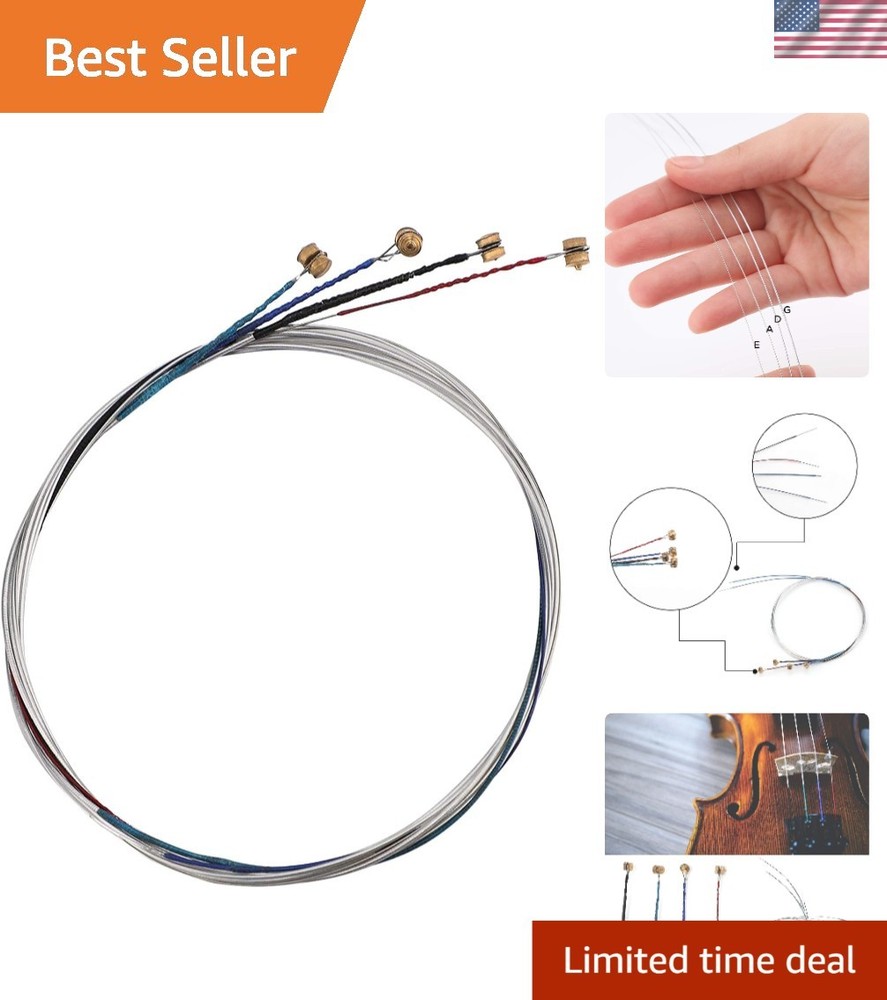 4/4 Universal Violin String Set - Durable Nickel-Plated Steel Core for All Sizes