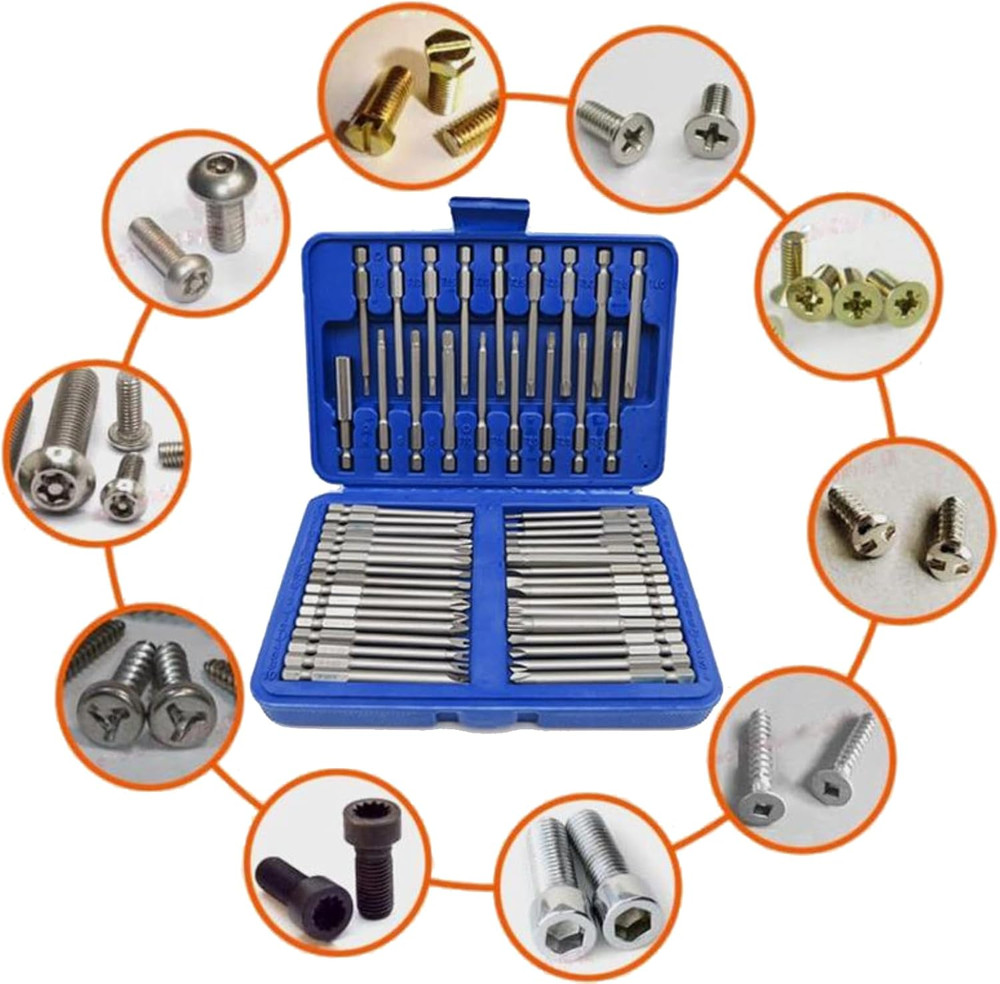 50Pcs Extra Long Security Bit Set,Screwdriver Bit Set, Extra Long Magnetic Drive