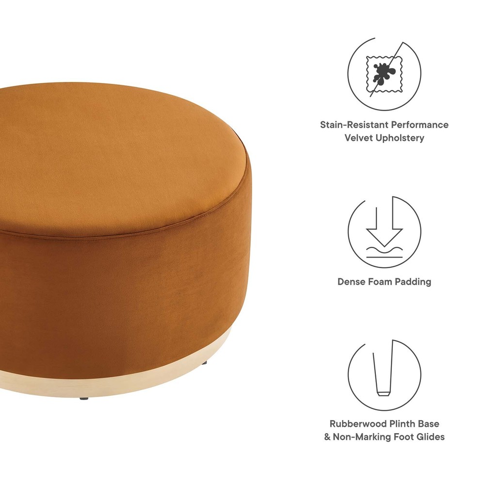 Modway Large 29" Round Performance Velvet Upholstered Ottoman