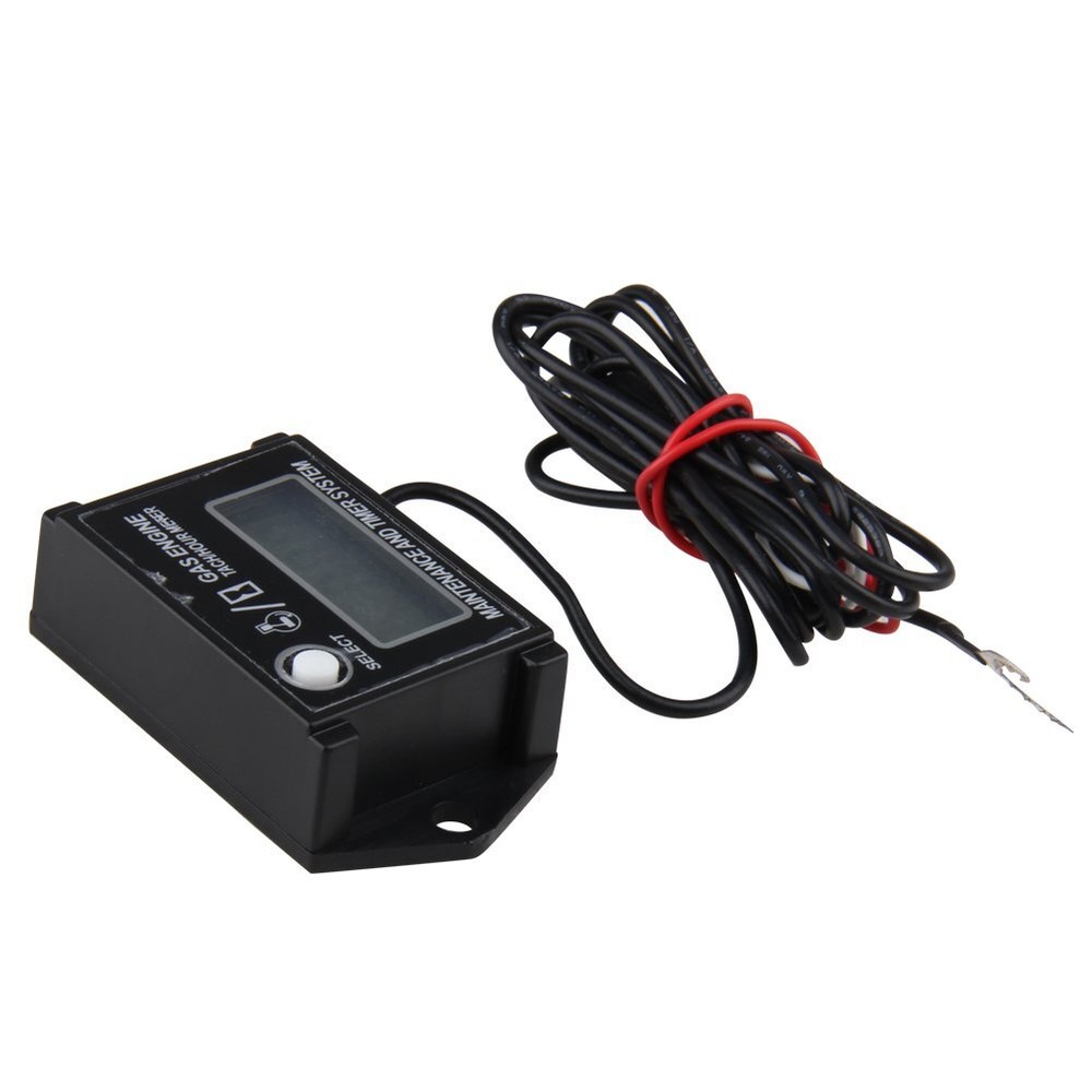 Digital Tiny Tachometer Tach Hour Meter Resettable Waterproof Job Timer &Battery