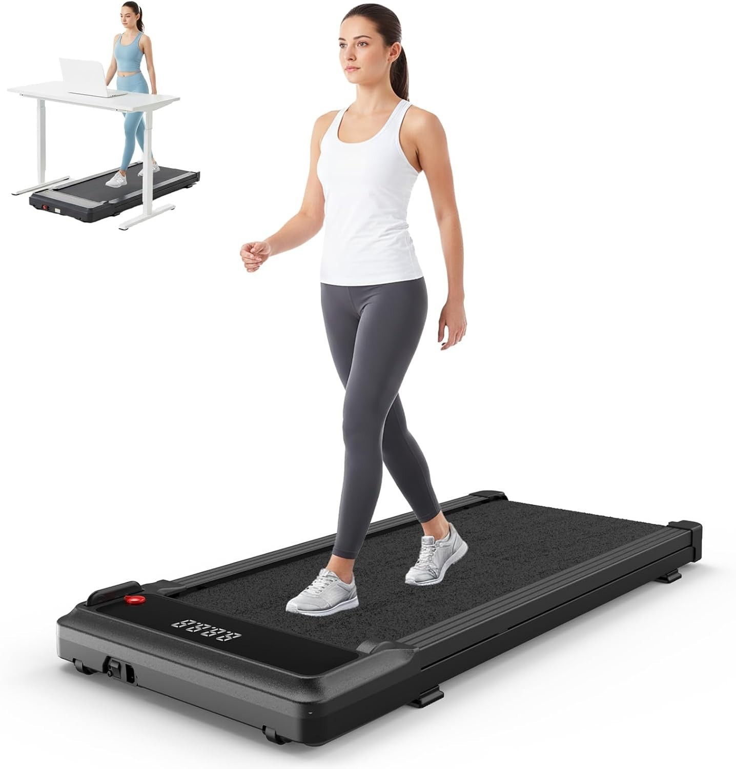 Smug Compact Armless Treadmill, Space Saving Design for Home & Office, Quiet Und