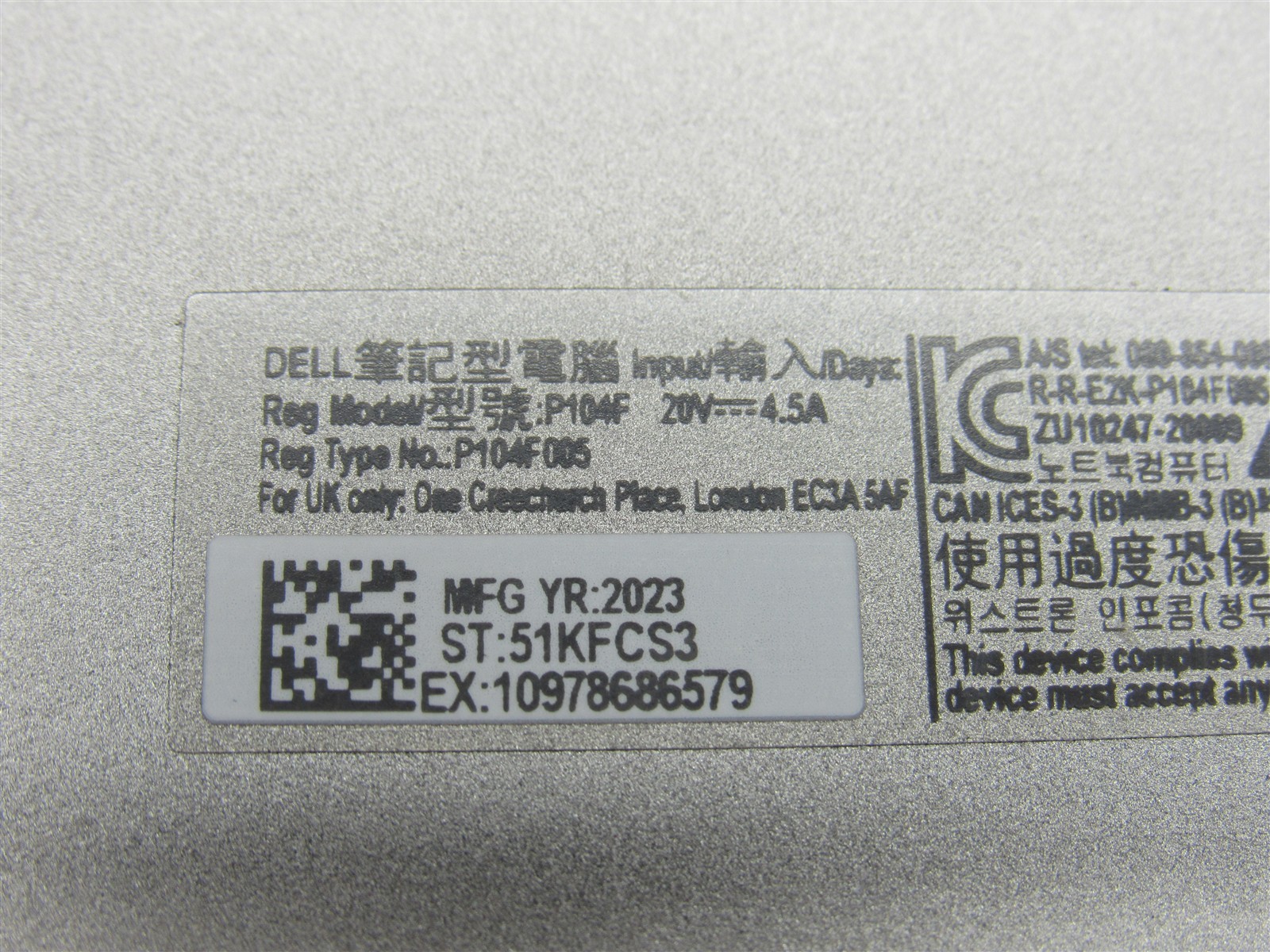 Dell Precision 3570 15.6" Screen, Palmrest, & Keyboard Complete Assembly Silver