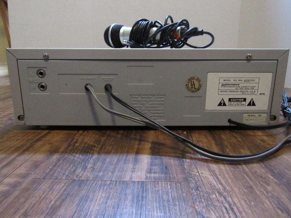 Proformance Synchronized Dual Cassette Deck Model 564-93281350 W/ Microphone