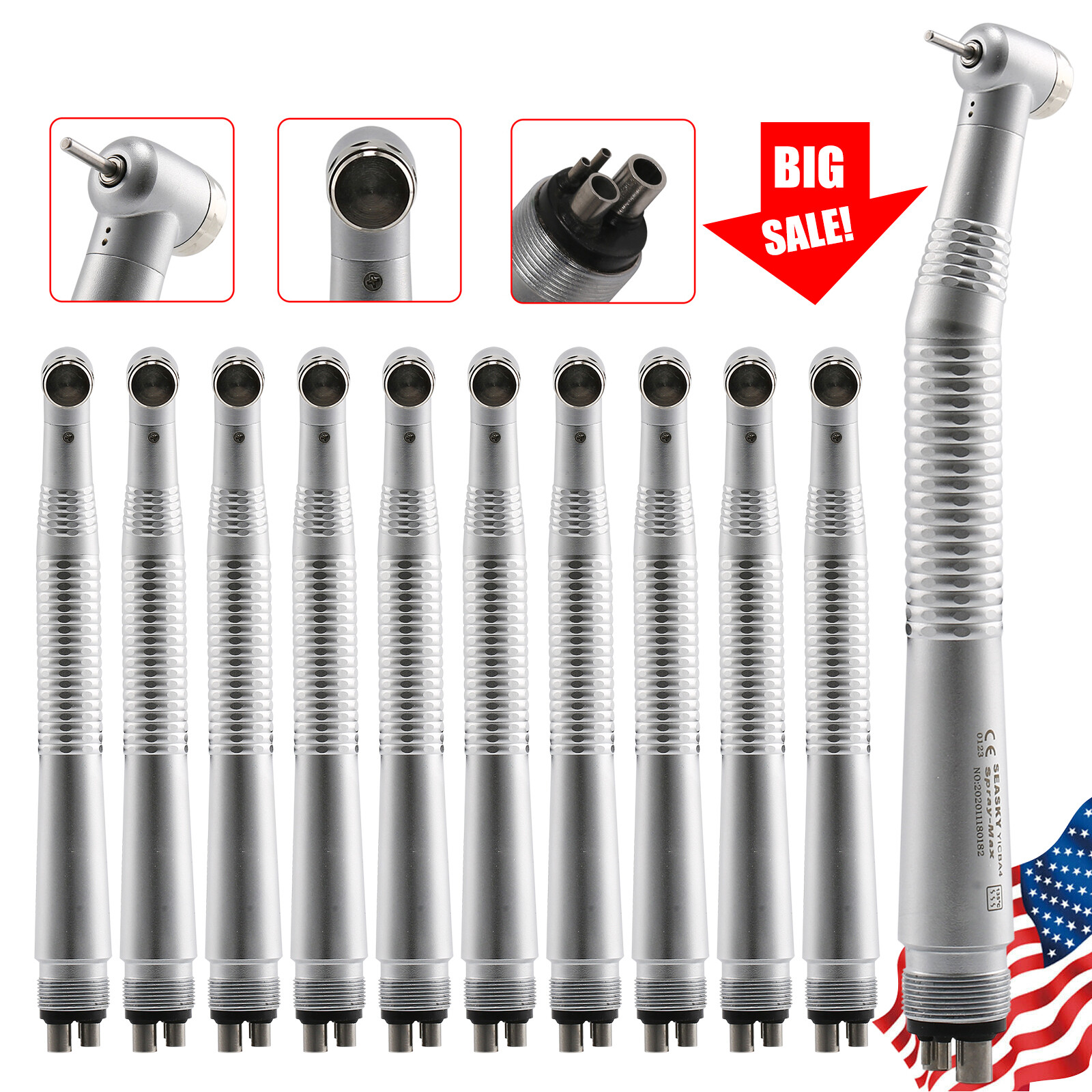 10 Pcs Seasky Dental High Speed Turbine Handpiece Push 4Hole Fit NSK PANA MAX CE