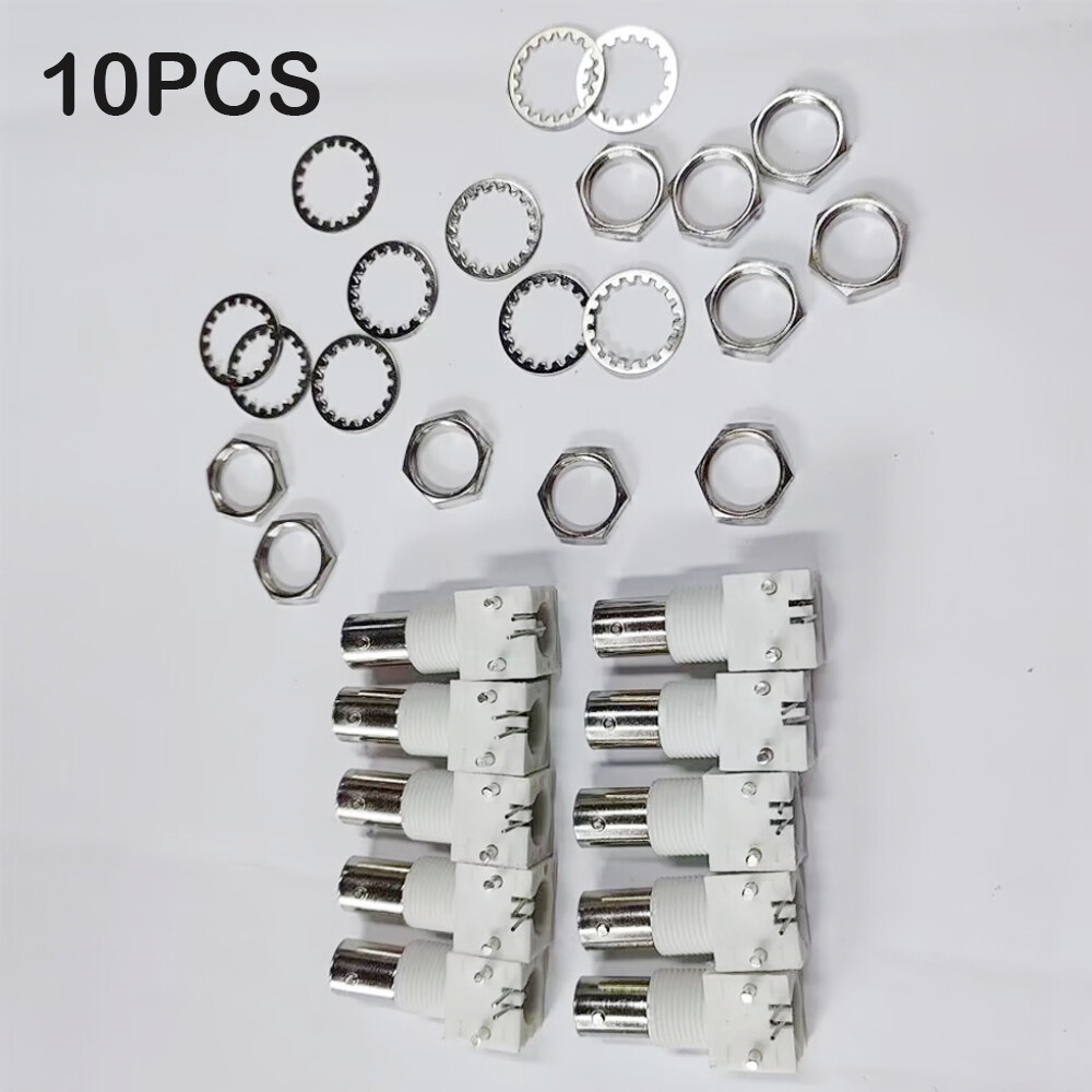 10pcs Board PCB Mount Right Angle BNC Female With Nut bulkhead Connector White